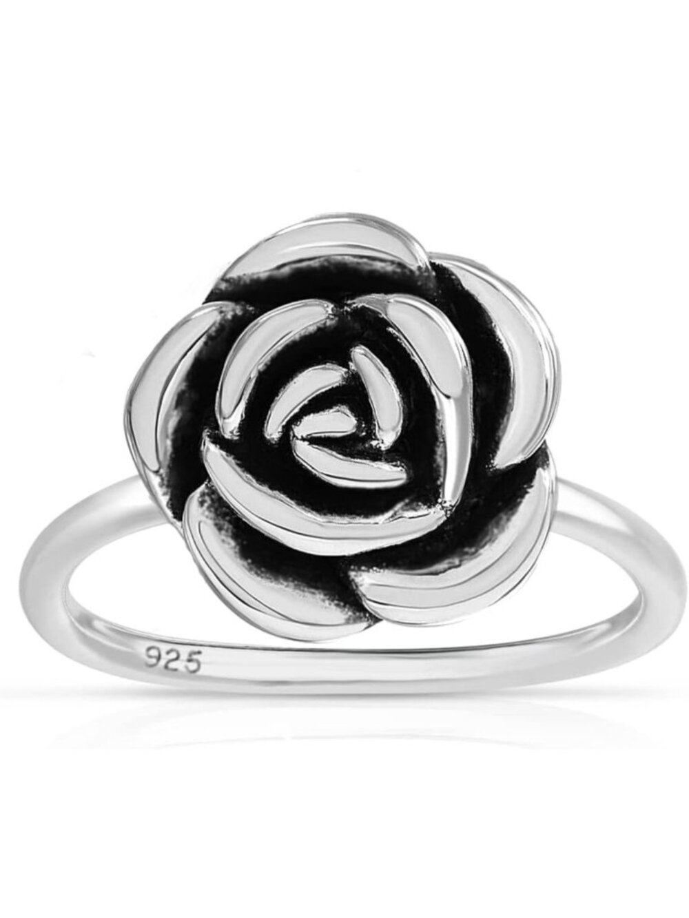 Sterling Silver Hollow Rose Flower Ring for Women - Italian Design, Gift Box
